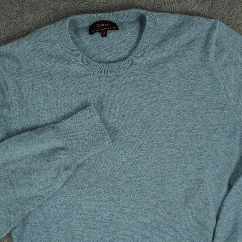 Quince Sweater Womens Medium Blue 100% Mongolian Cashmere Crewneck Long Sleeve